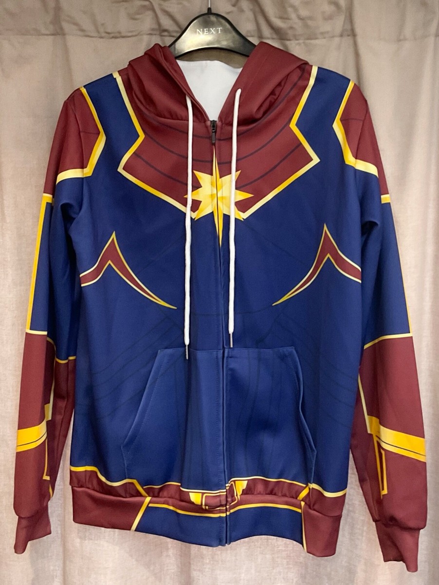 CAPTAIN MARVEL ZIPPED HOODIE JACKET ADULT MEDIUM COSPLAY | eBay UK