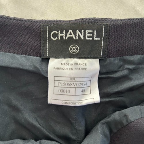 CHANEL Navy Blue Wide Leg Pants Trousers Wool Size 40 (US SZ: 10/M) - Picture 7 of 9
