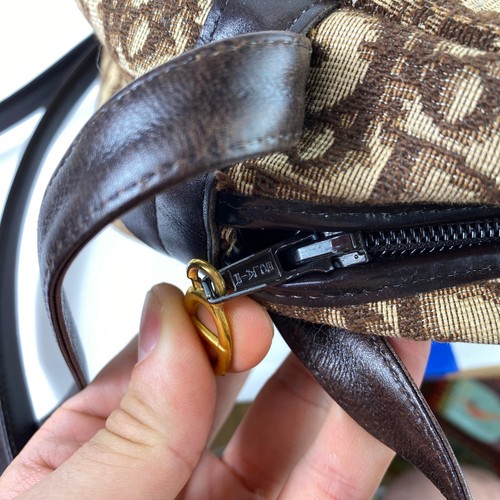 Vintage Christian Dior Round Brown Oblique Logo Pattern Shoulder Crossbody Bag - Picture 10 of 19