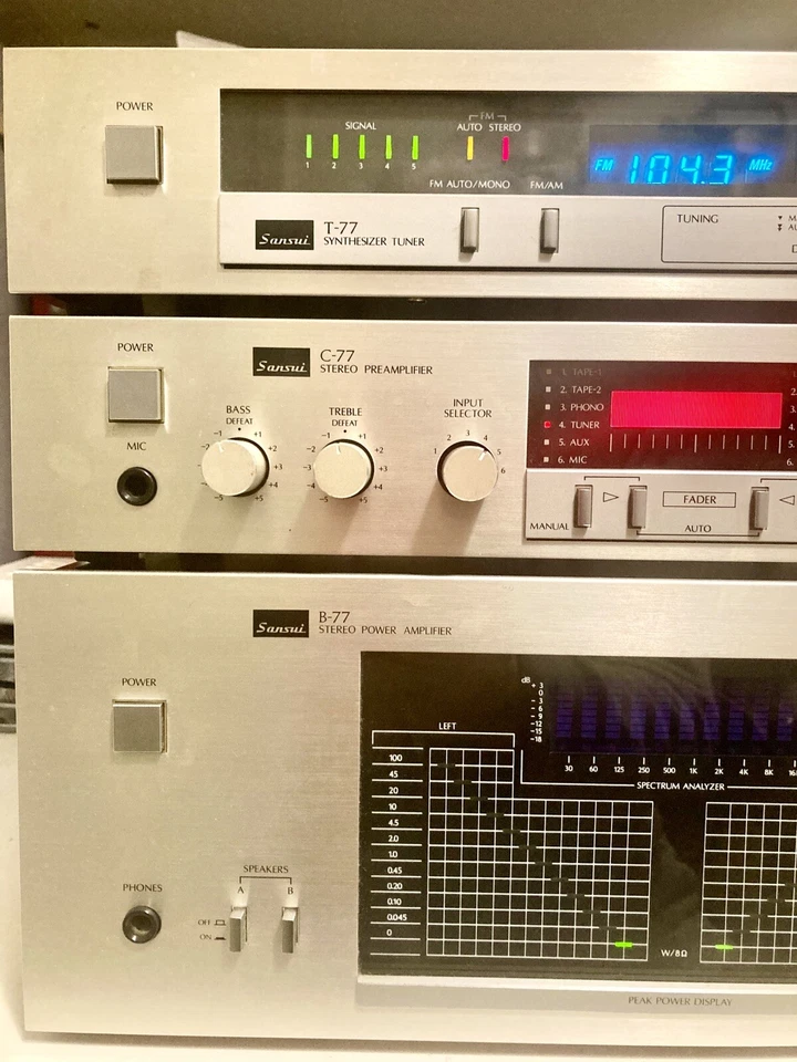 Amplificatore Sansui 65wx2  Pre e Finale B-77 + Preamplif. C-77 + sintoniz. T-77 - Immagine 2 di 4