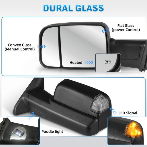 2PCS Power Heated Tow Mirrors For 2010 2011 2012 Dodge Ram 1500 2500 3500 LH+RH - Picture 3 of 16