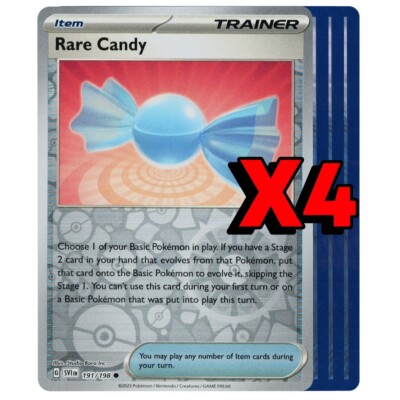 4x Rare Candy Reverse Holo 089/091 PLAYSET Scarlet & Violet Base Set Pokemon x4