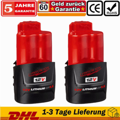 2Pack Akku Für Milwaukee M12 B2 Akku 12V 3.5Ah 4932430064 48-11-2430 2411 DHL DE
