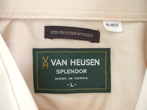 NOS Vtg 70s Van Heusen Splendor Beige Knit Disco Pimp Shirt Button Pockets L - Picture 6 of 6