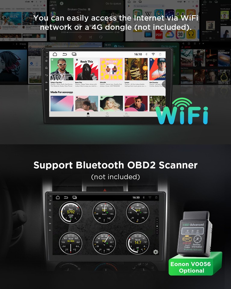 CAM+DVR+10.1" Car Stereo Radio GPS Android 13 Navigation Audio For