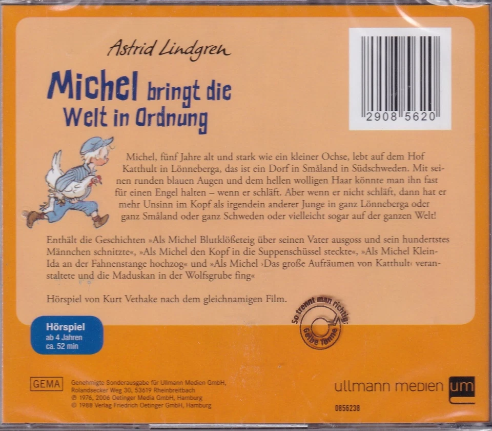 Astrid Lindgren Hörspiel CD Michel bringt die Welt in Ordnung Lustig Kids #K1897 - Bild 2 von 3
