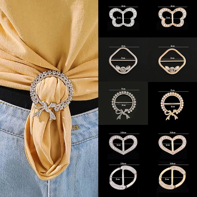 T-Shirt Clip Silk Scarf Ring Buckle Women Rhinestone Buckle Pin Jewellery  Gift