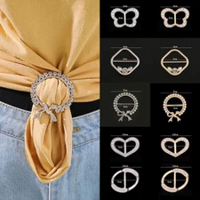 T-Shirt Clip Silk Scarf Ring Buckle Women Rhinestone Buckle Pin Jewellery Gift
