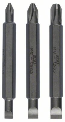 BOSCH Doppelklingenbit-Set,3er, S0,6x4,5, PH1, S0,8x5,5, PH2, S1,2x6,5, PH3,60mm