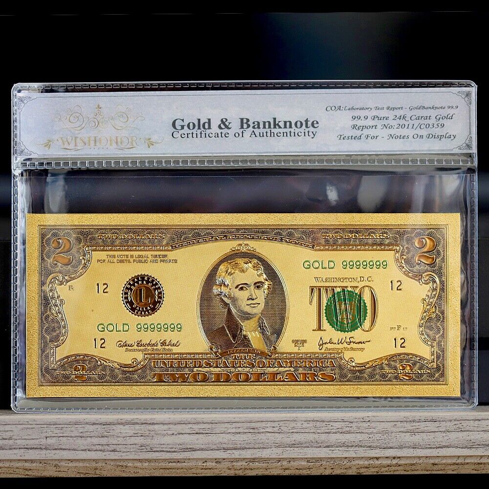 100mg 24K Gold 2009 $50 Dollar Bill Federal Reserve Banknote with