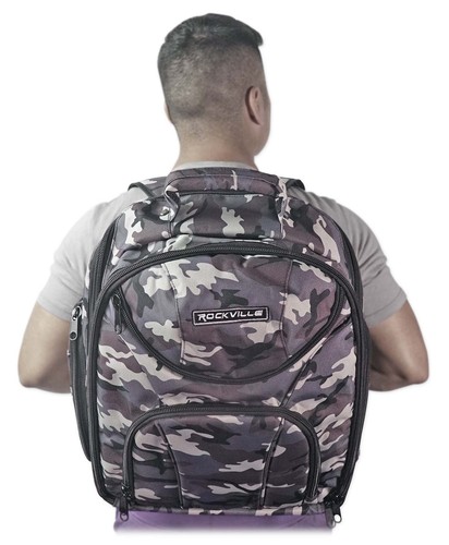 Rockville DJ Mixer Case Travel Camo Backpack Bag Fits 19"w x 20"h x 13"d - Picture 4 of 11