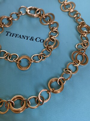 Tiffany & Co 18K Gold Interlocking Circles Link Necklace Bracelet