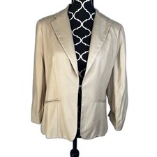 New York  Co NWT Khaki Neutral Blazer Jacket Size MD Ruched Sleeve