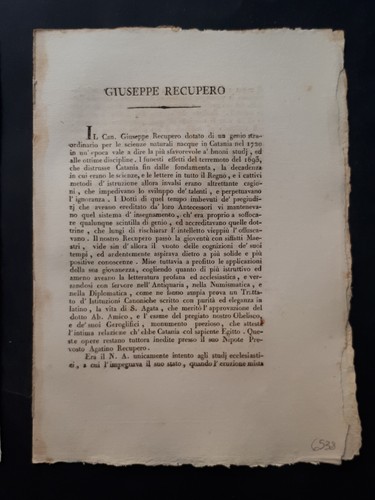 Ritratto Ortolani 1818: Giuseppe Recupero Celebre Naturalista - Picture 5 of 7