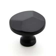 5 Pack Matte Black Round Cabinet Hardware KnobsSolid Zinc Alloy Single Hole D...