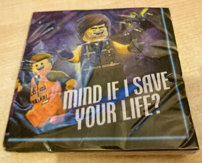 Brandneu in Verpackung Neu Packung mit 16 Lego Movie Getränk Papier Party Servietten - 24,7 x 24,7 cm 2-lagig