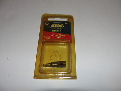 AT&G 23017 T-15 Torx Insert Bit, 1/4'' Hex Shank, 1'' OAL....NEW