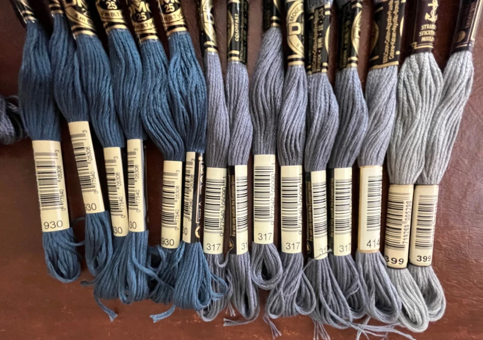 Big Lot Embroidery Thread Floss Grays Blue Ecru DMC Cotton Perle - Image 4 of 4