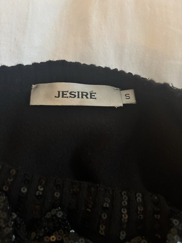 Jesire Schwarz Kurzarm Pullover Oberteil Pailletten Schleifen Uk10/12 - Bild 5 von 6