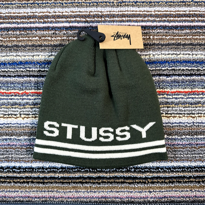 STUSSY BEANIE HAT JAQUARD STRIPE SKULLCAP BEANIE - DARK GREEN - OS
