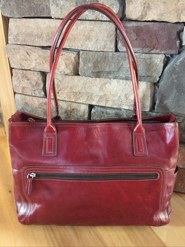 Fossil RED Leather Work Executive Tote 