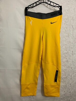 Nike Pro Yellow Black Basketball Leggings Size S NWT (20'' inseam)
