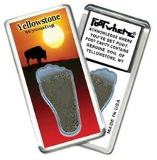 Yellowstone, WY FootWhere® Souvenir Magnet. Made in USA