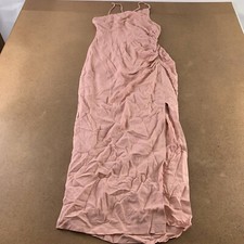 By Anthropologie Womens Asymmetric Slip Dress Pink Ruched Spaghetti Straps 4 New