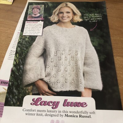 Lacy Luxe, Monica Russell Strickmuster, weicher bequemer Spitzenpullover Pullover