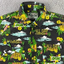 DGK Maui Wowi Shirt Mens Medium Hawaiian Smoking Stoner Weed Tiki Pineapple