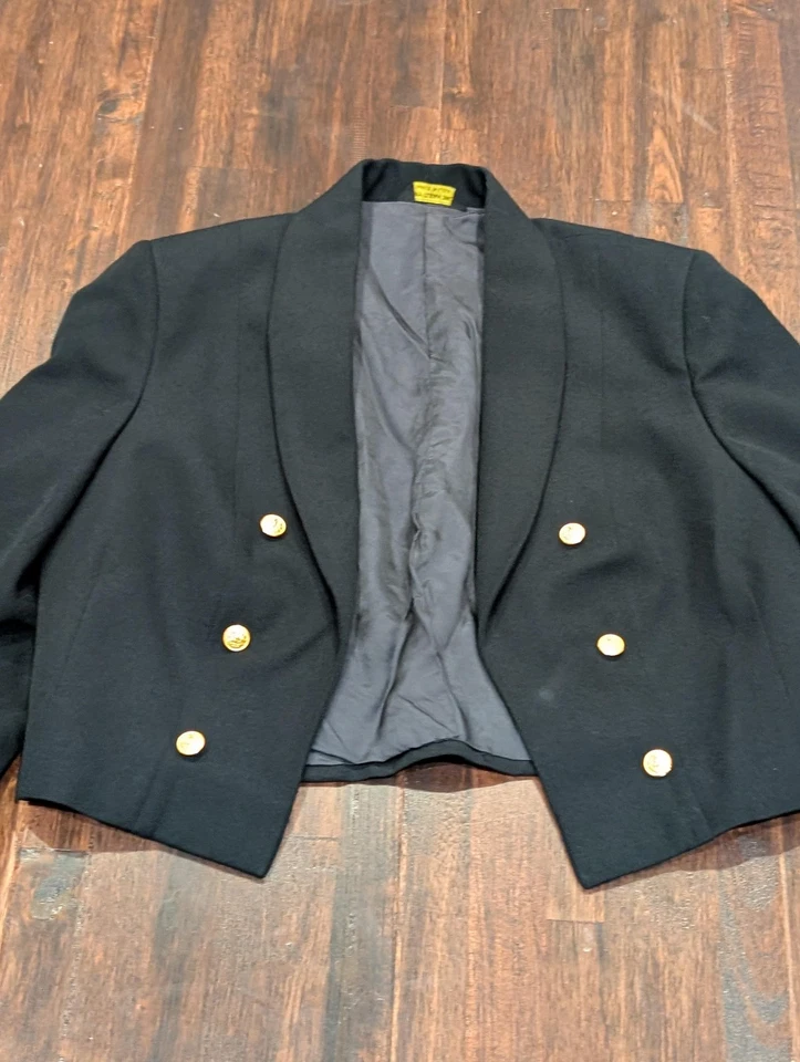 Vintage 50s US Navy Nurse Corps Formal Cropped Jacket Womens 8R Wool Black USA - Image 3 of 4