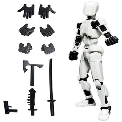 WHITE Action Figures T13 Figure 3D Printed Multi-Jointed Movable Lucky 13 Action