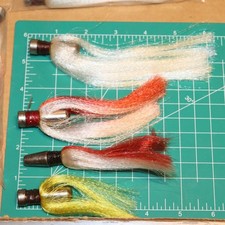 Lot of 10 Unrigged Poly Bucktail Trolling Fishing Lures Weighted Tuna Dolphin #X