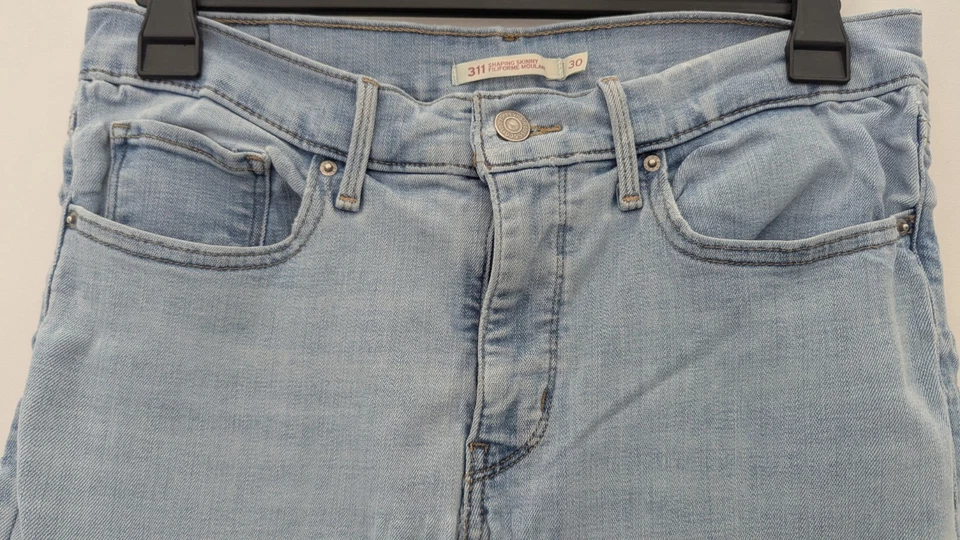 Levi's 311 Shaping Skinny Light Blue Denim Jeans W30 L32 - Image 4 of 4