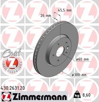 2X Bremsscheibe Coat Z Zimmermann 430.2631.20 FüR Mokka Chevrolet Opel Trax J13