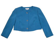Hobbs - Teal Cropped Blazer w/ Flower Rhinestone Buttons 10 A004268