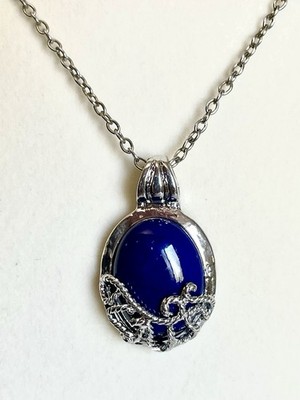 Vampire Diaries Inspired Katherine Pierce Daylight Necklace Blue Cabochon Gothic