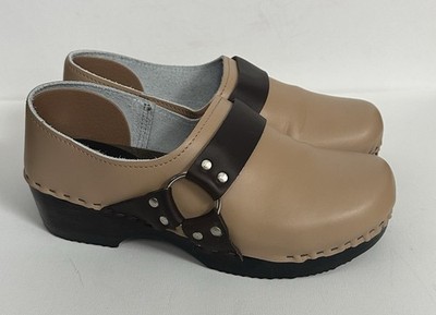 Sven Made In USA Biker Harness Leather  Closed Heel  Clogs Women's Size 9 EU 40