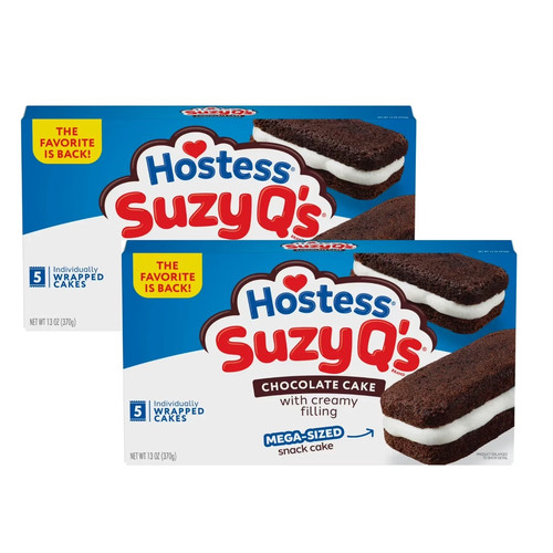 Hostess Suzy Q's Chocolate Snack Cakes with Creamy Filling (5 Count), 2 Pack