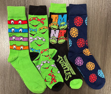 Brand New - One Size Fits Most -Teenage Mutant Ninja Turtles- 4 Pair Crew Socks