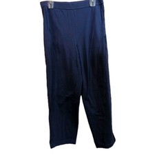 Eileen Fisher Pants M Blue Organic Cotton Stretch Jersey Straight Pull On