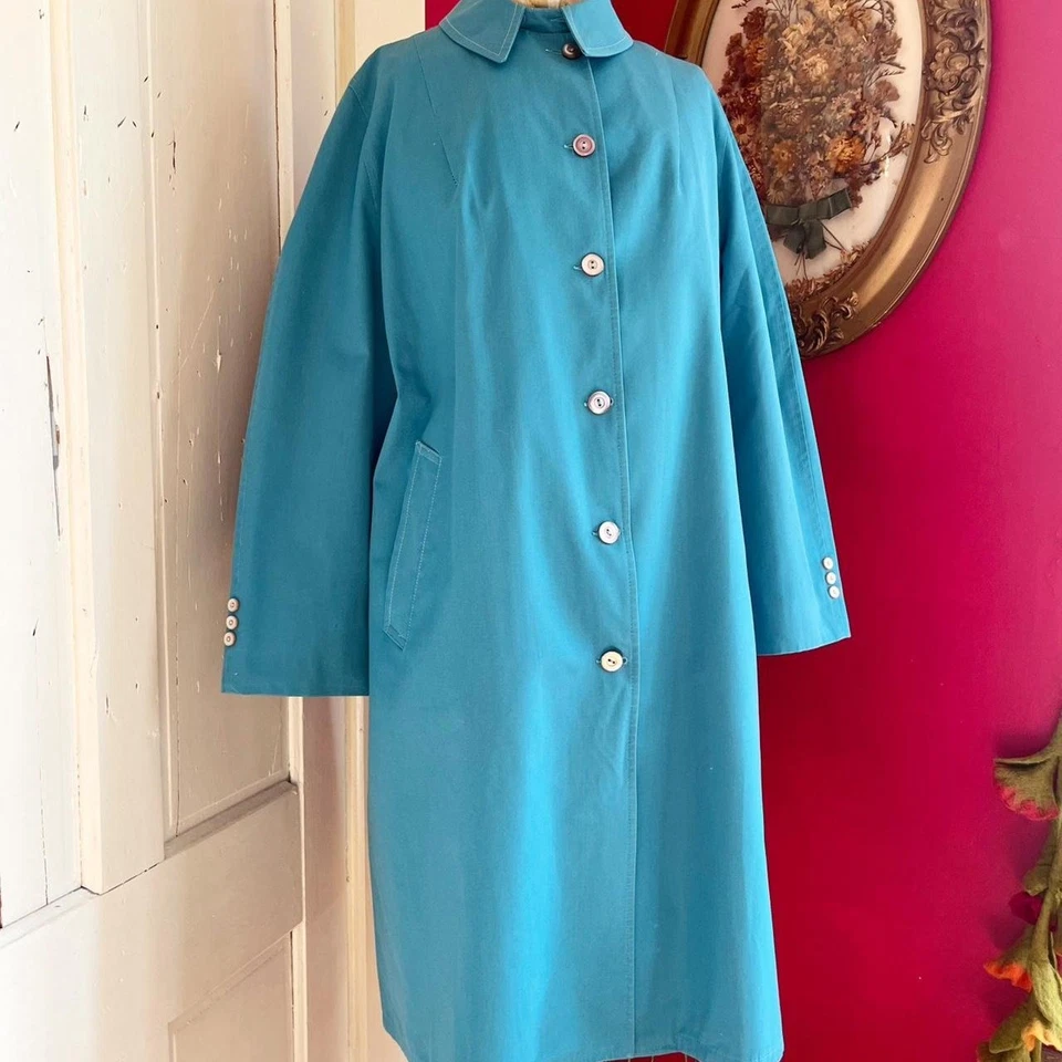 Abrigo Chaqueta Ligera Vintage Años 60 Azul Ceniza Algodón Crujiente Mod Tareas Diarias M/L Foto 2 de 4