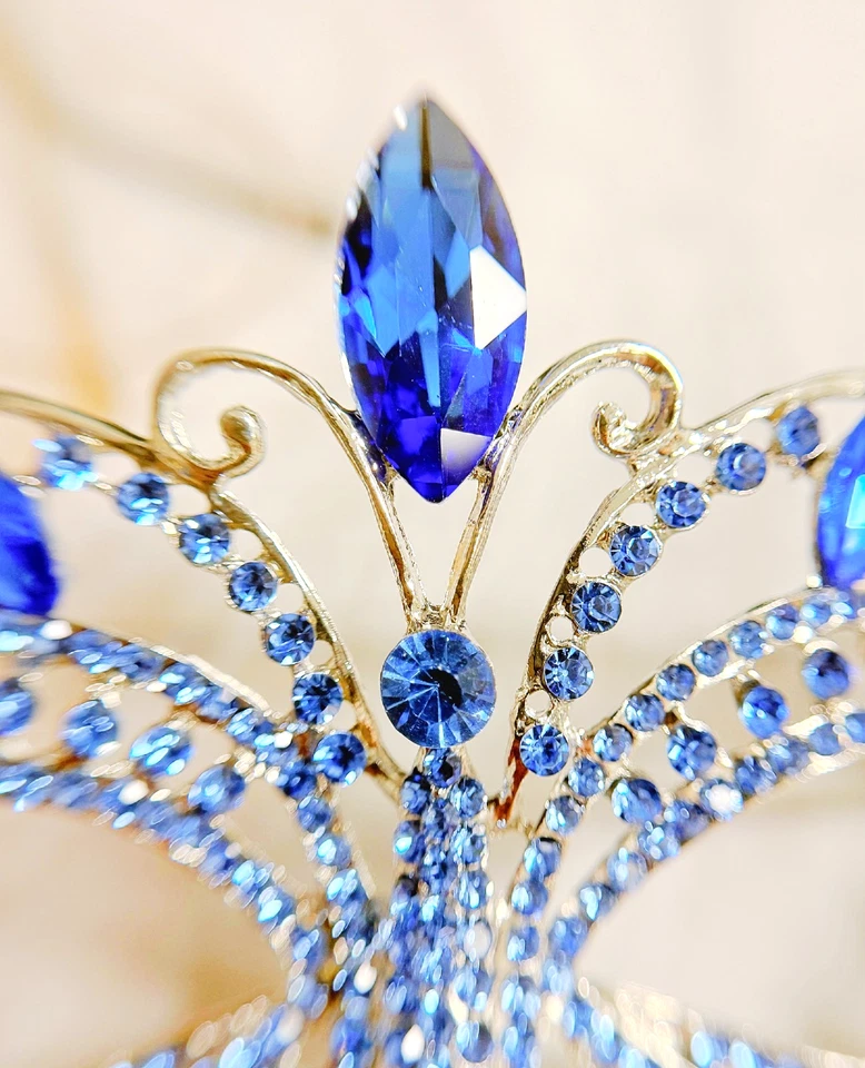 Blue Masquerade Mask, Met Gala Stick Mask, Silver Masquerade Mask, Prom Mask - Image 3 of 4