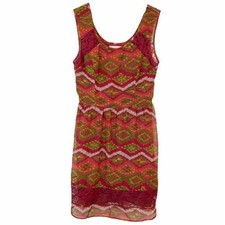 BAND OF GYPSIES Women's Small Sleeveless Aztec Print Lace Multicolor Mini Dress