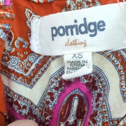 Porridge Anthropologie Isabel Paisley abito manica a sbuffo donna XS arancione ruggine - Foto 2 di 8