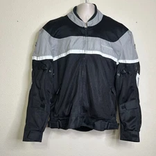 TOURMASTER Draft Motorcycle Jacket Black Gray Padded Mens Large 44 EUC 3873