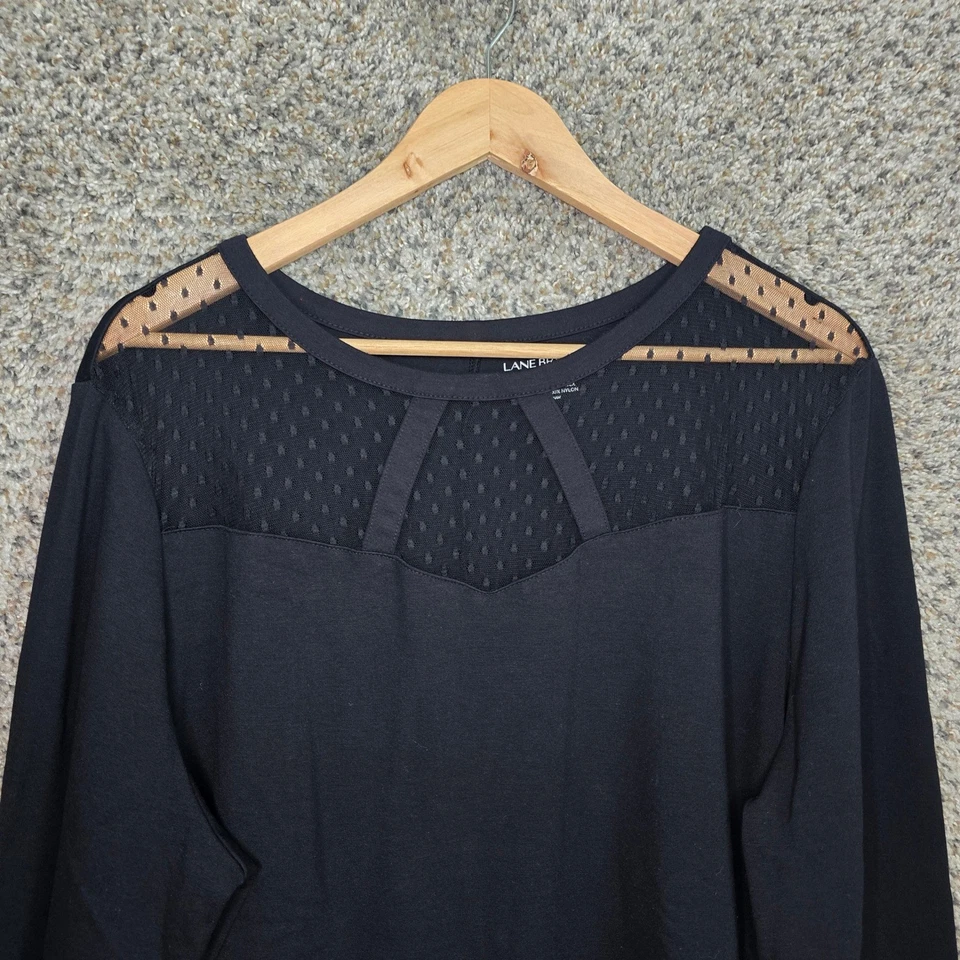 Blusa Lane Bryant Top Mujer Plus 22/24 Negra Manga Larga Elastizada Informal Damas Foto 4 de 4