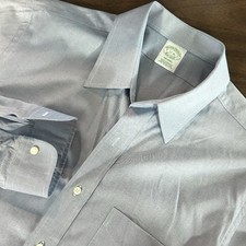 Brooks Brothers Milano Supima Cotton Solid Blue Pocket Shirt Mens17 36 EUC