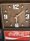 Vintage Enjoy Coca-Cola Rectangular Wall Clock Faux Wood Electric Wall Plug