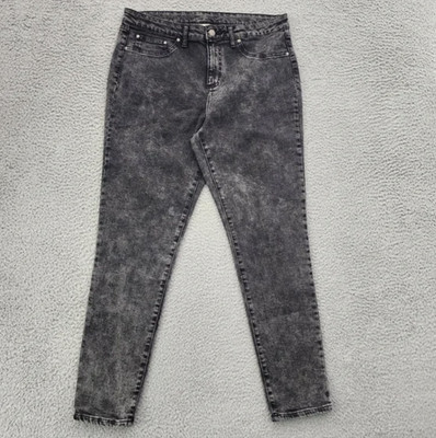 Faded Glory Jeans Womens 16 Gray Acid Wash Skinny Straight Leg Stretch Denim